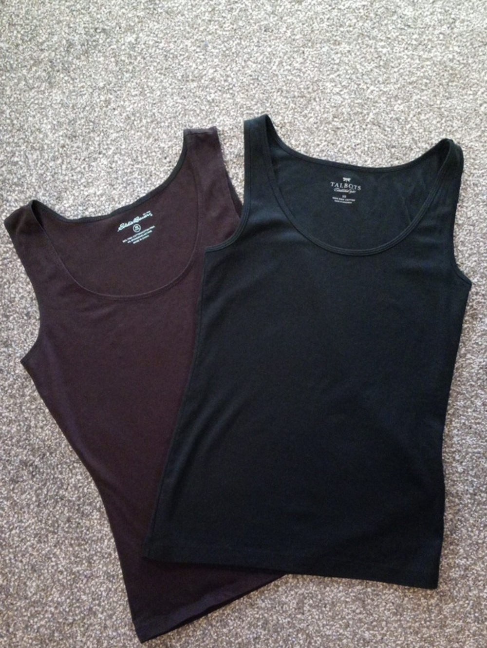 Talbots Black and Dark Brown Scoop Neck Tank Tops